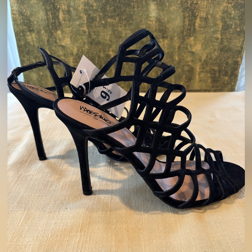 Mossimo, kylea, black strappy gladiator stiletto heels size 9.5
